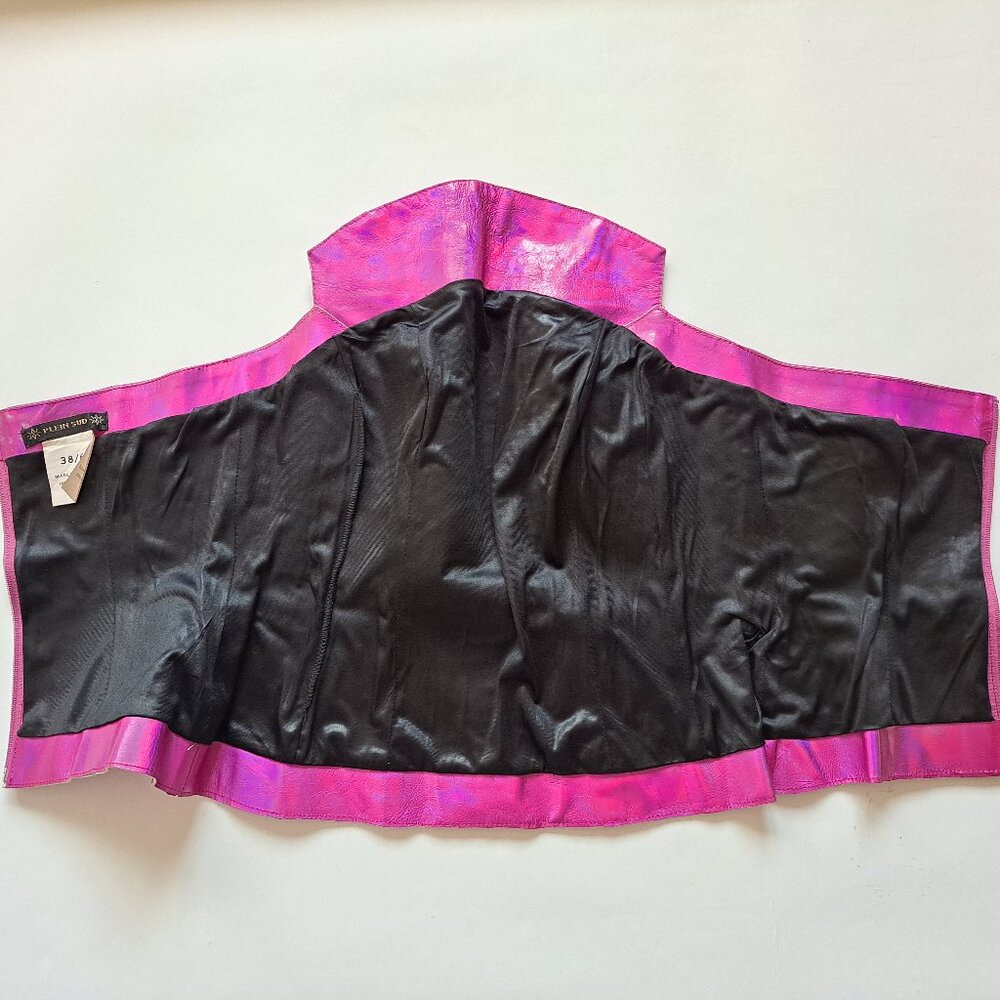Plein Sud neon hot pink metallic genuine leather corset top Size 38 / XS - Picture 11 of 16